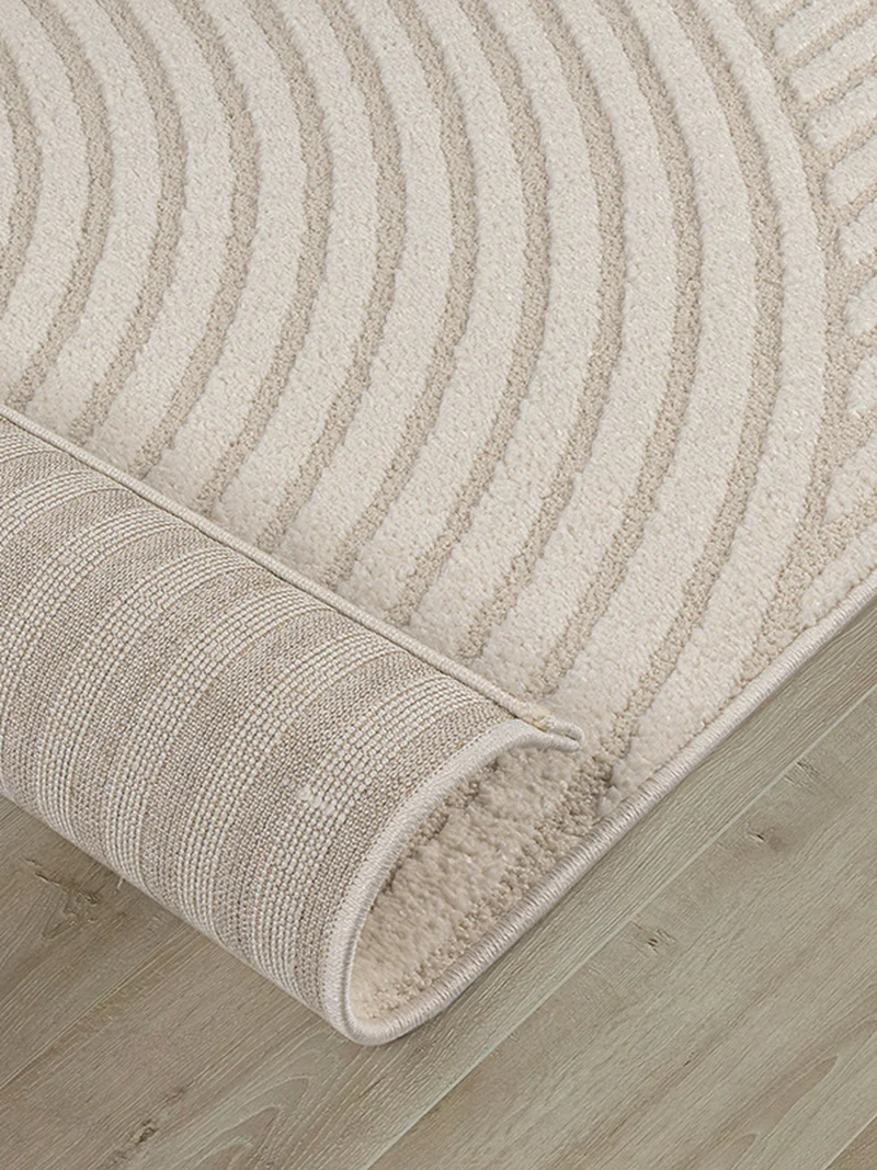 Kurzflor-Teppich 3D-Relief Halbkreise - Polypropylen-Polyester-Mix, 15 mm Gesamthöhe