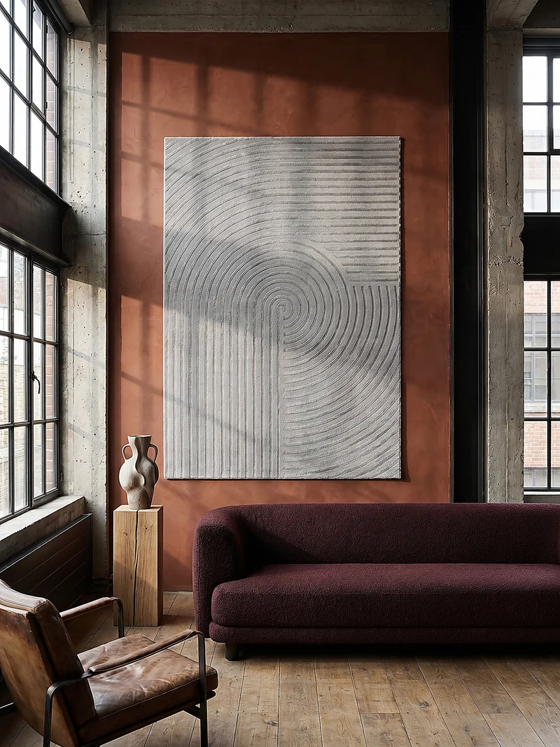 Kurzflor-Teppich 3D-Relief Zen-Garten - Polyester, 13 mm Gesamthöhe