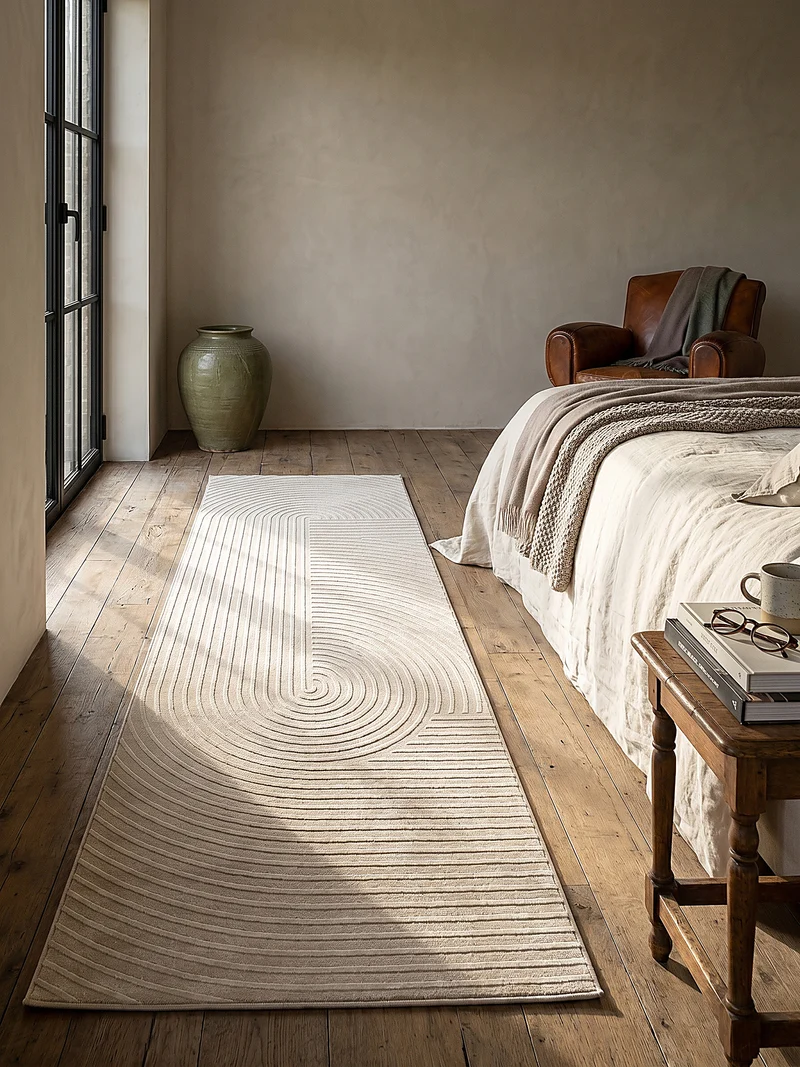 Kurzflor-Teppich 3D-Relief Zen-Garten - Polyester, 13 mm Gesamthöhe