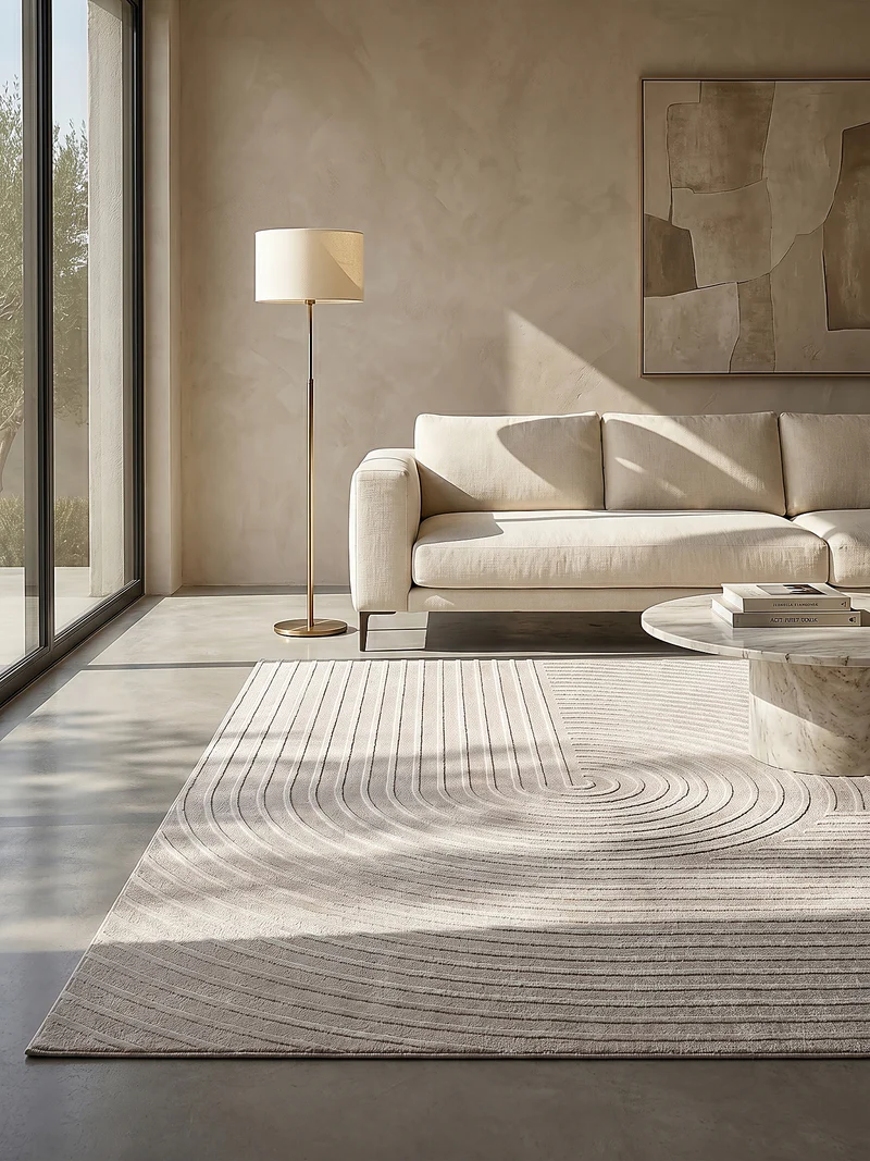 Kurzflor-Teppich 3D-Relief Zen-Garten - Polyester, 13 mm Gesamthöhe