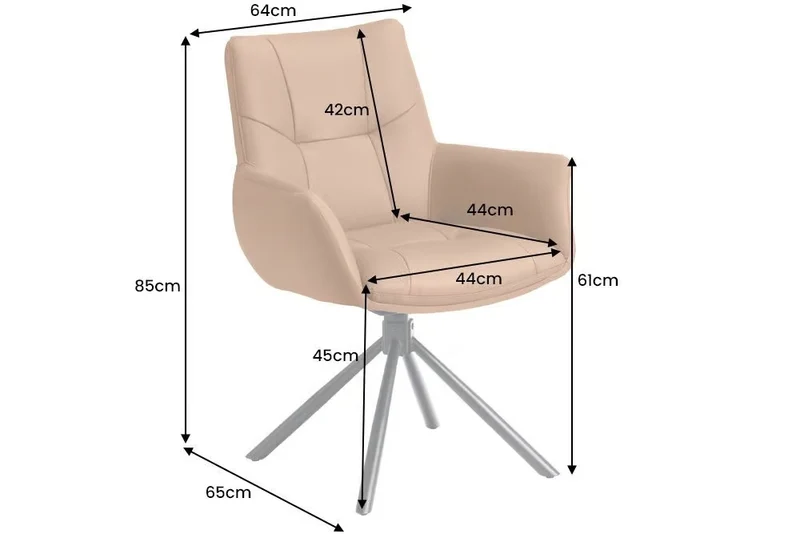 Drehbarer 360° Echtleder Stuhl SIGN cognac Federkern mit Armlehne