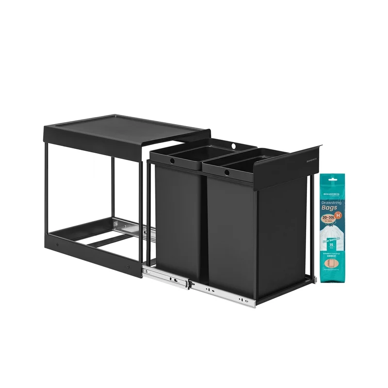Papelera extraíble de cocina con doble compartimento para reciclaje