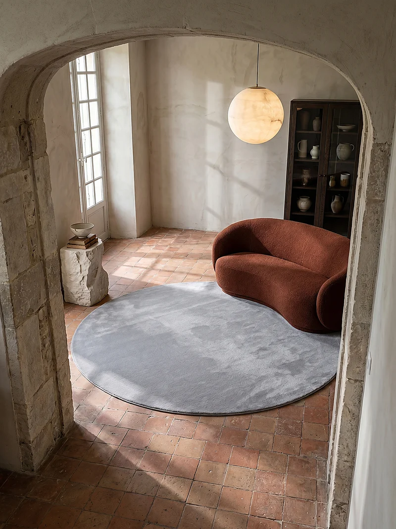 Kurzflor-Teppich Uni plüschig - Polyester, 12 mm Gesamthöhe