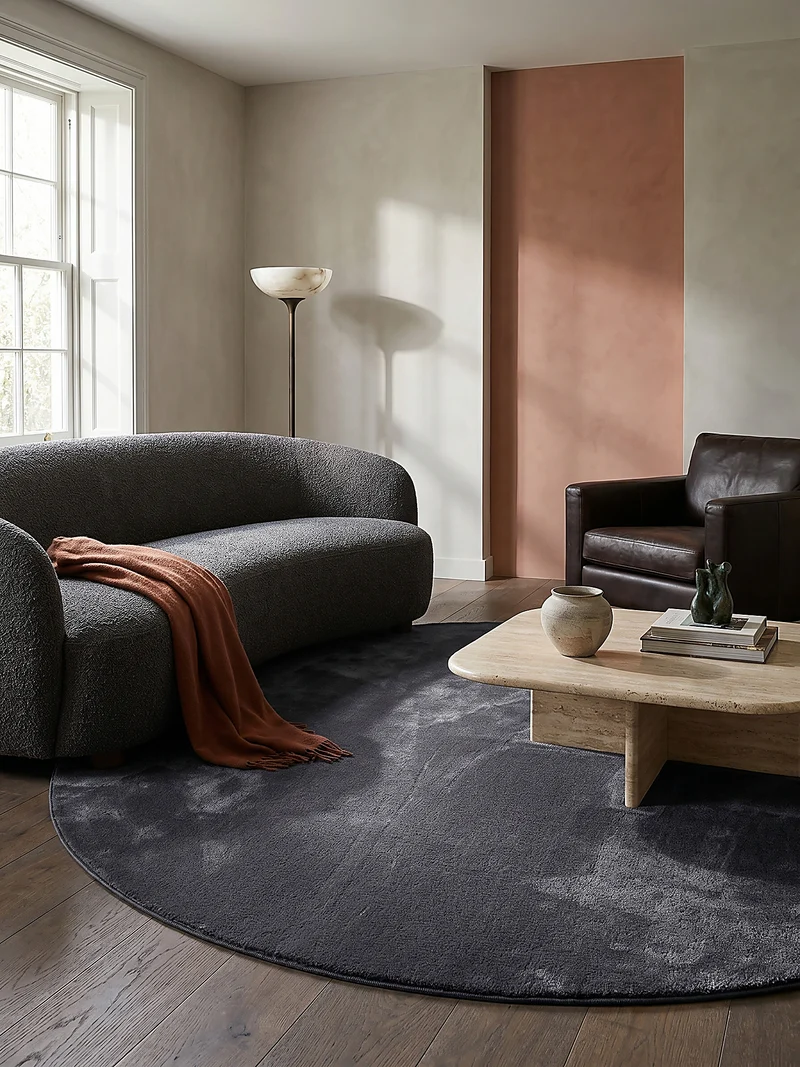 Kurzflor-Teppich Uni plüschig - Polyester, 12 mm Gesamthöhe