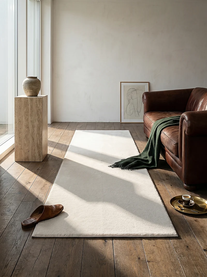 Kurzflor-Teppich Uni plüschig - Polyester, 12 mm Gesamthöhe