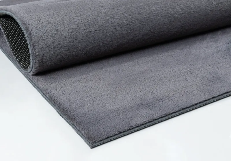 Kurzflor-Teppich Uni plüschig - Polyester, 12 mm Gesamthöhe