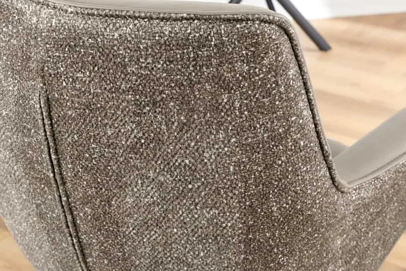 Drehbarer Echtleder Stuhl GEORGE taupe mit Armlehne Strukturstoff