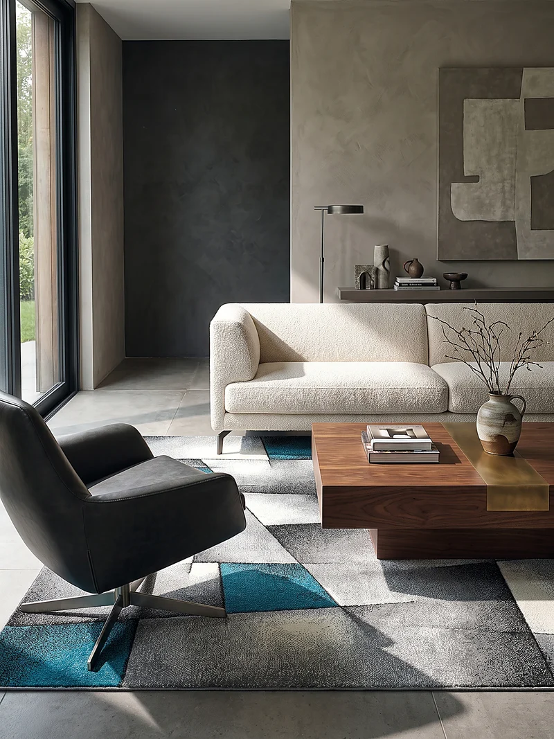 Kurzflor-Teppich Distressed Patchwork-Flächen - Polypropylen, 14 mm Gesamthöhe