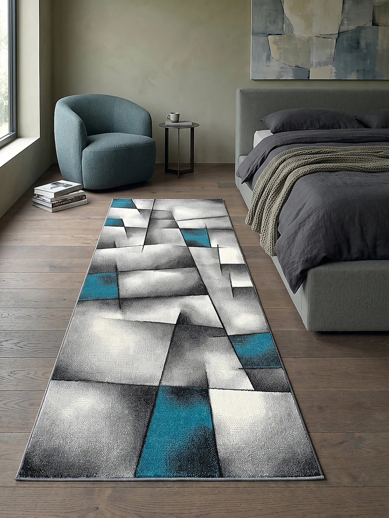 Kurzflor-Teppich Distressed Patchwork-Flächen - Polypropylen, 14 mm Gesamthöhe