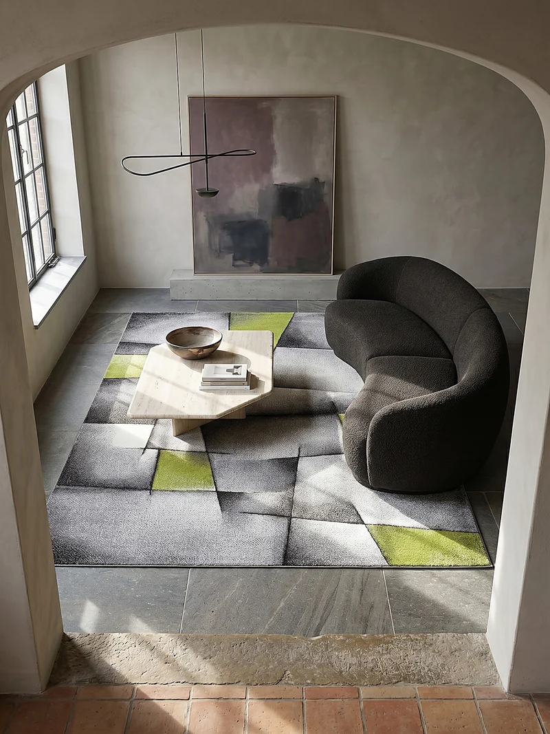 Kurzflor-Teppich Distressed Patchwork-Flächen - Polypropylen, 14 mm Gesamthöhe