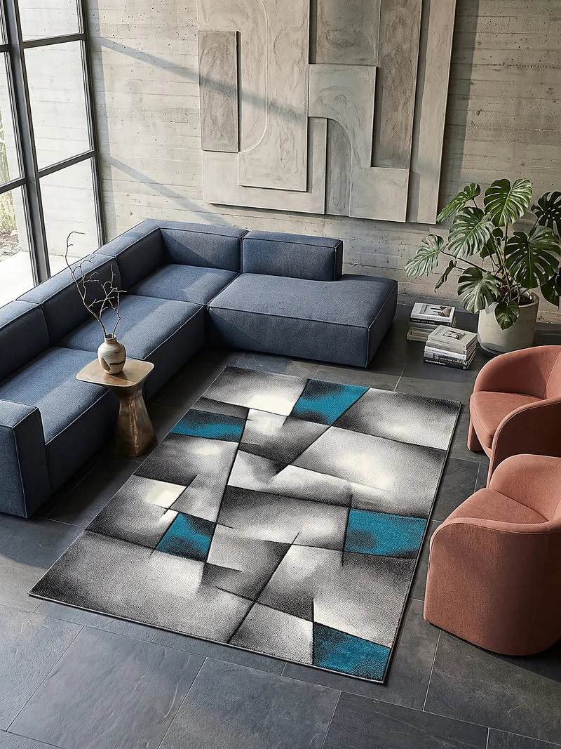 Kurzflor-Teppich Distressed Patchwork-Flächen - Polypropylen, 14 mm Gesamthöhe