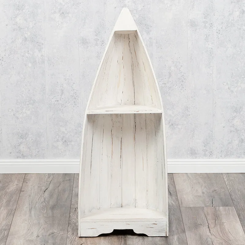 Massivholz Bootsregal / Bücherregal BALI ca.100cm Antique White