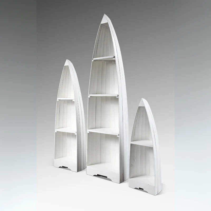 Massivholz Bootsregal / Bücherregal BALI ca.100cm Antique White