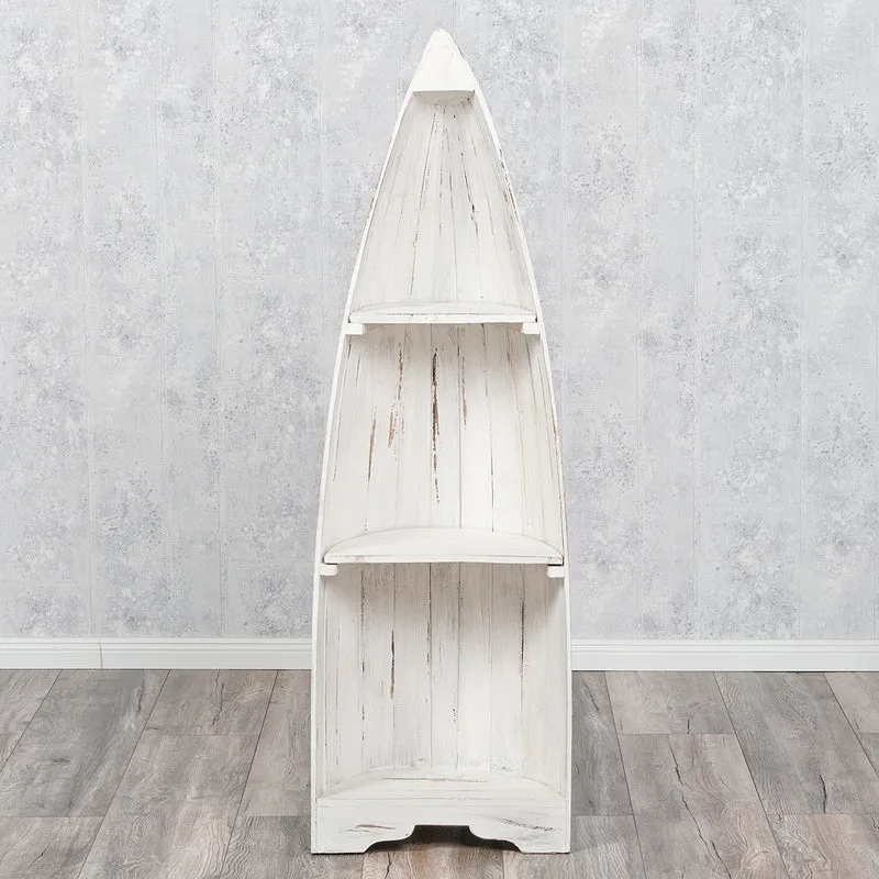 Massivholz Bootsregal / Bücherregal BALI ca.150cm Antique White