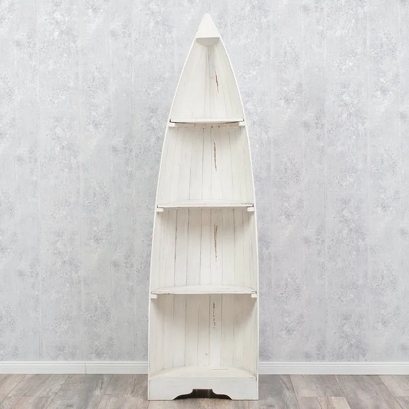 Massivholz Bootsregal / Bücherregal BALI ca. 200cm Antique White