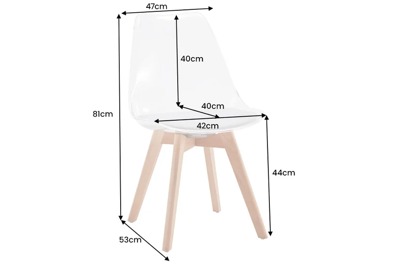 4er Set Design-Klassiker Stuhl NORWAY transparent schwarz Buchenholz