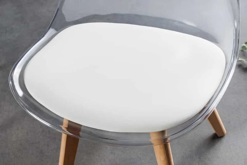 4er Set Design-Klassiker Stuhl NORWAY transparent weiss Buchenholz