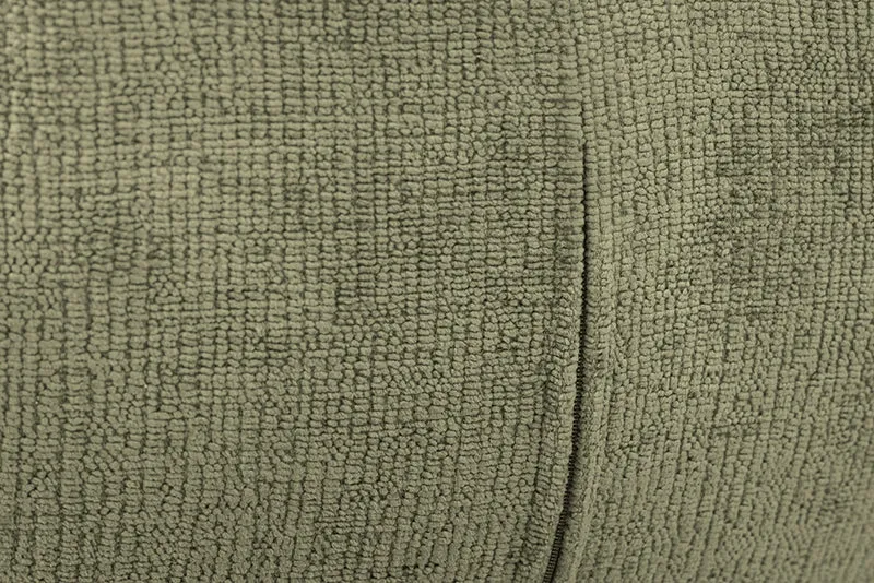 Retro Drehstuhl UNICO grün Chenille schwarzes Metallgestell Armlehne