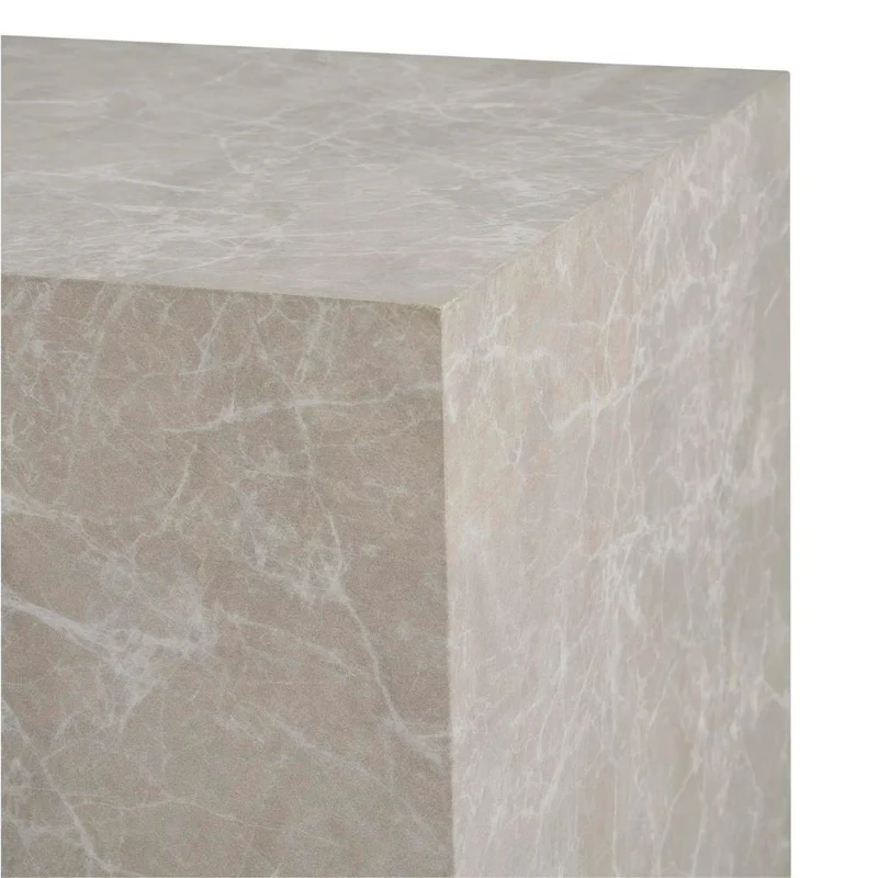 Design Beistelltisch POSTATO 50cm Marmor-Look beige creme Pflanzsäule