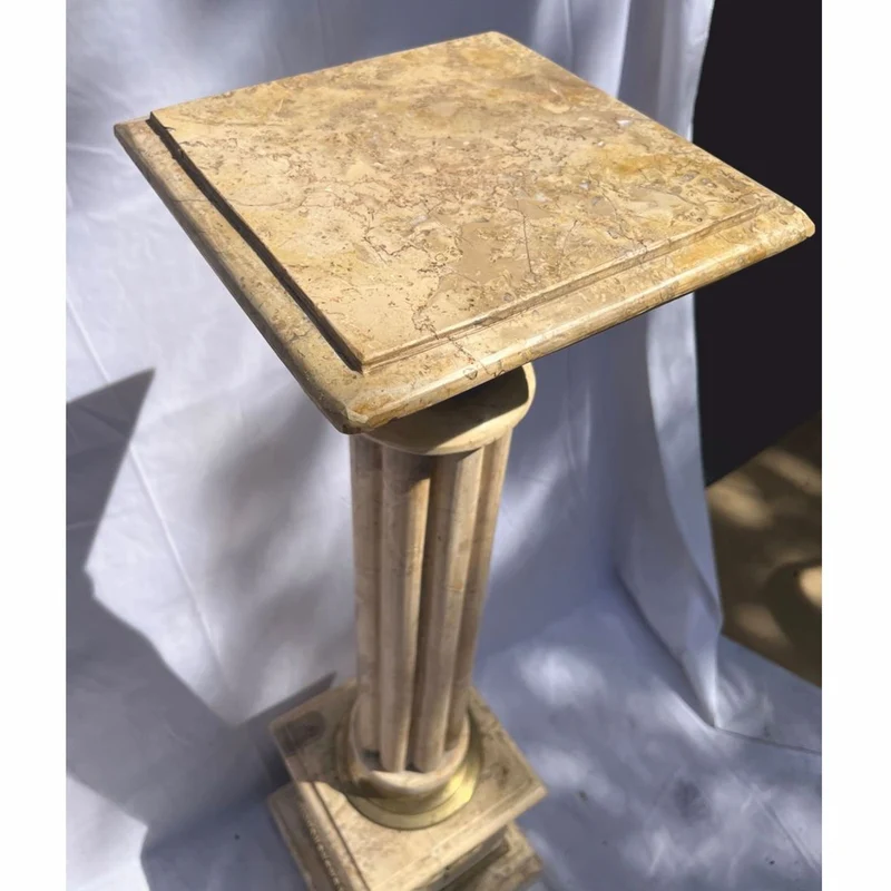 Casa Padrino Barock Marmor Säule Beige / Messing H. 100 cm - Barock Deko Accessoires