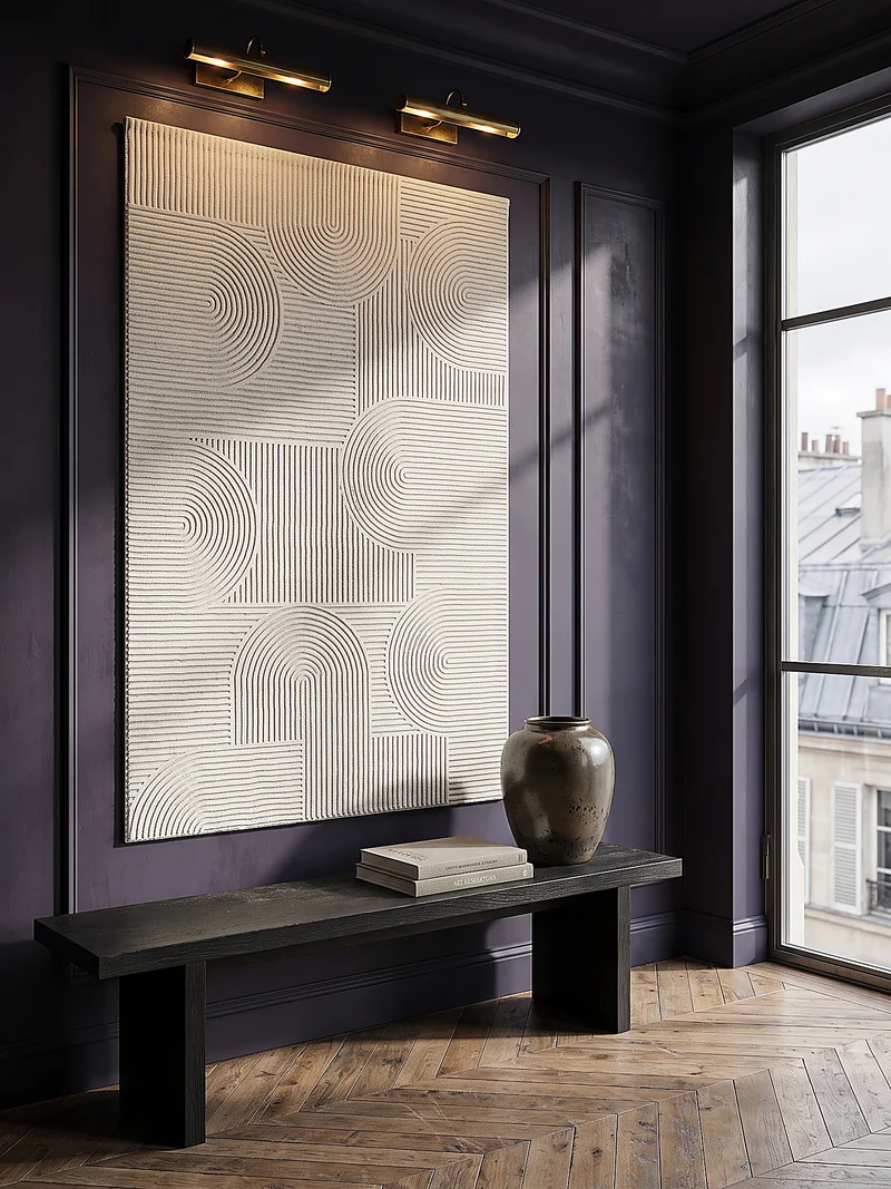 Kurzflor-Teppich Halbkreis-Bögen ton-in-ton - Polyester, 13 mm Gesamthöhe