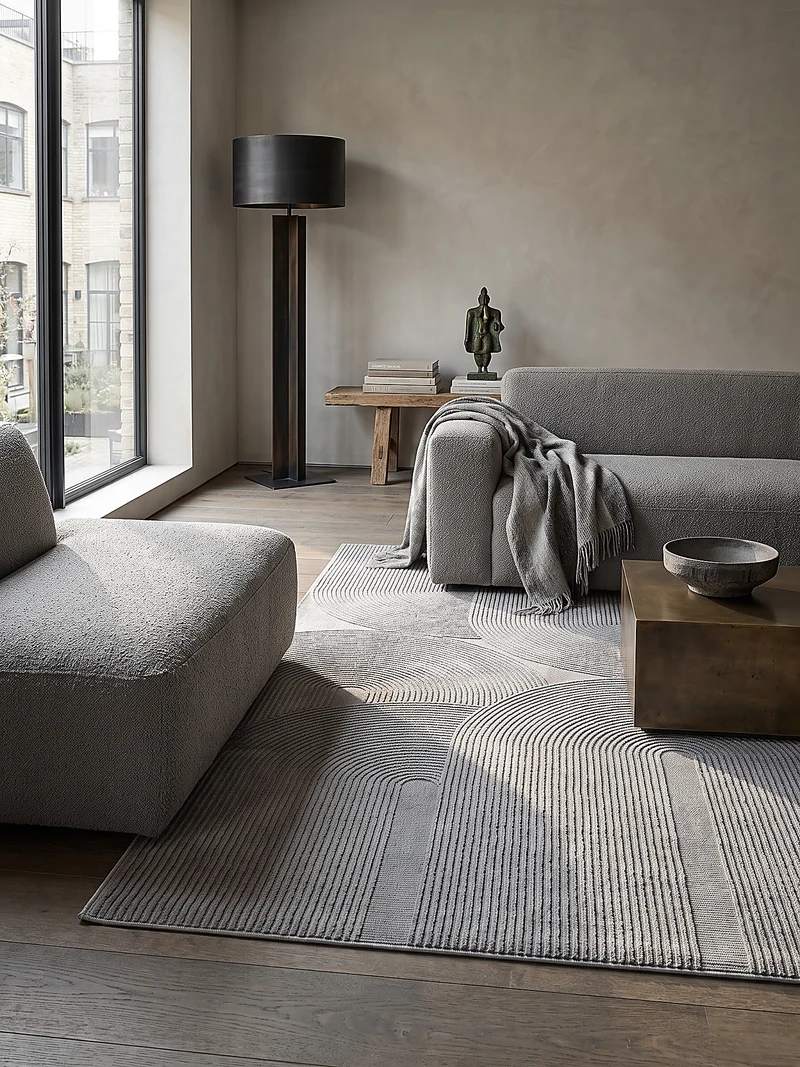 Kurzflor-Teppich Architektonische Säulen - Polyester, 13 mm Gesamthöhe