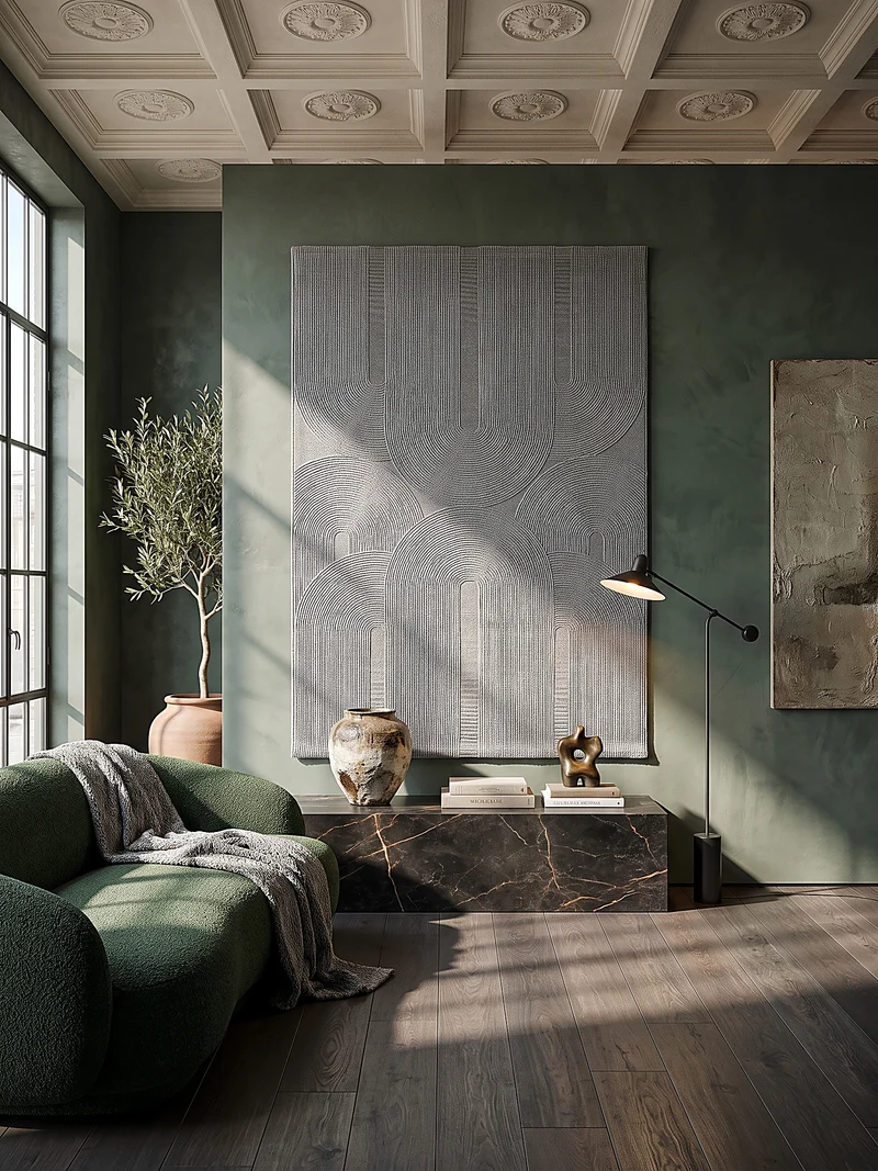 Kurzflor-Teppich Architektonische Säulen - Polyester, 13 mm Gesamthöhe