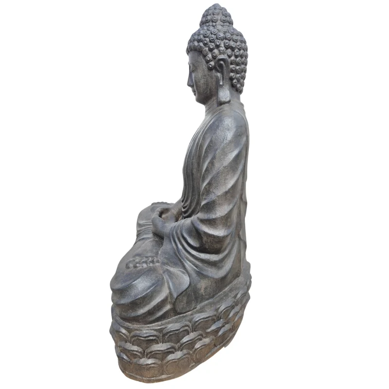 Dekorative Figur BUDDHA PRAYER 160cm antik-schwarz Garten Indoor