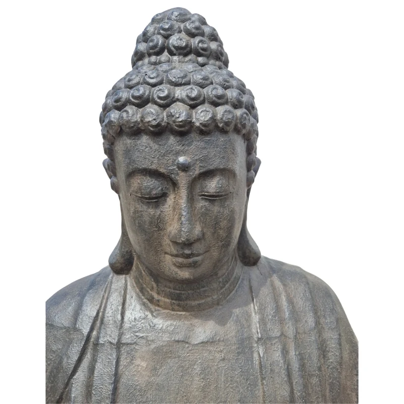 Dekorative Figur BUDDHA PRAYER 160cm antik-schwarz Garten Indoor