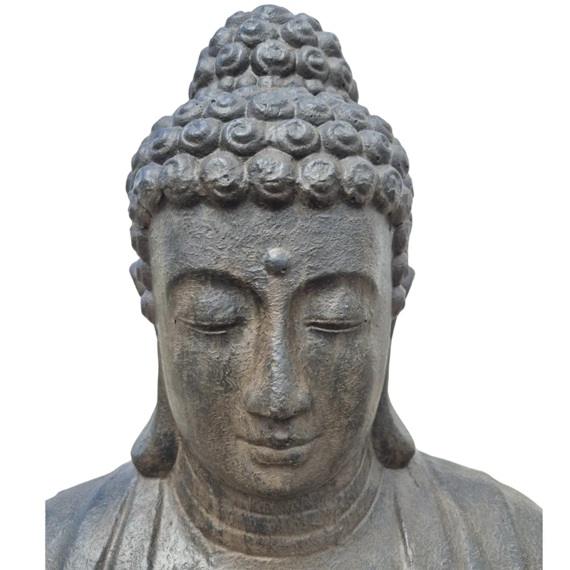 Dekorative Figur BUDDHA PRAYER 160cm antik-schwarz Garten Indoor