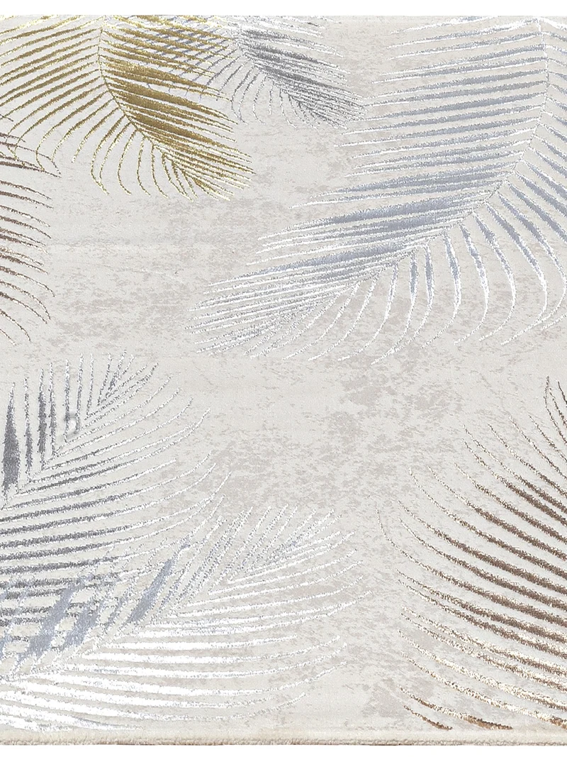 Kurzflor-Teppich Metallic-Palmblätter Glamour - Polyester, 9 mm Gesamthöhe