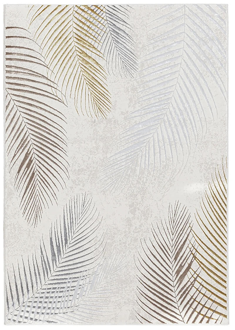 Kurzflor-Teppich Metallic-Palmblätter Glamour - Polyester, 9 mm Gesamthöhe