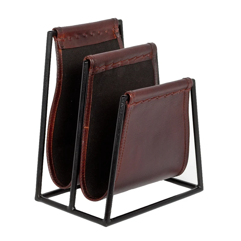 Leder Zeitungsständer AMBA Dark-Brown