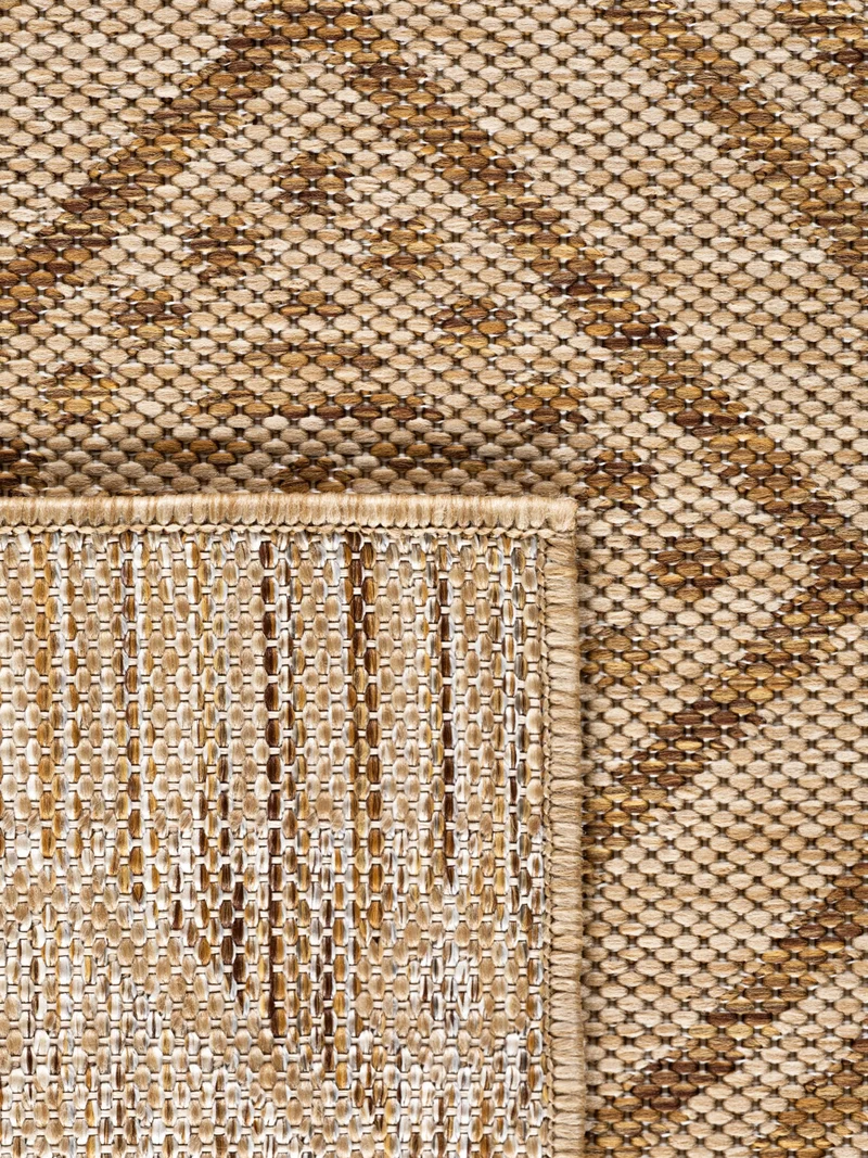 Flachgewebe-Teppich mit Rauten & Zickzack – Wetterfest | Ethno im Boho-Stil