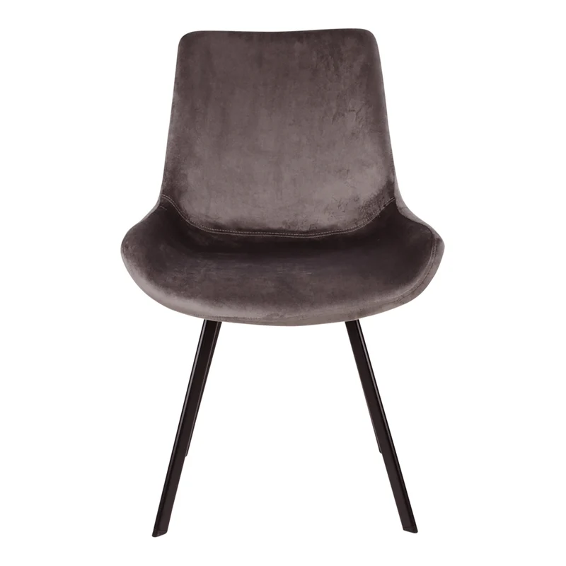 Retro-Design CHICAGO Stuhl (2er Set) grau Samt mit schwarzen Beinen
