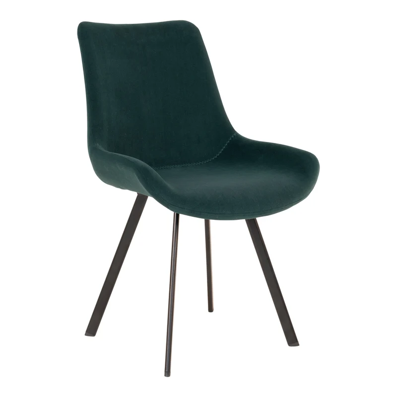 Retro-Design CHICAGO Stuhl (2er Set) grün Samt mit schwarzen Beinen