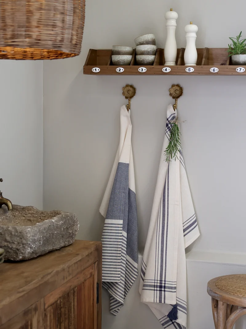 Chic Antique Aix Geschirrtuch mit Karos Ocean & Creme