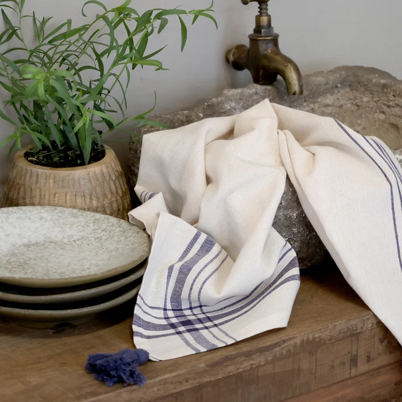 Chic Antique Aix Geschirrtuch mit Karos Ocean & Creme