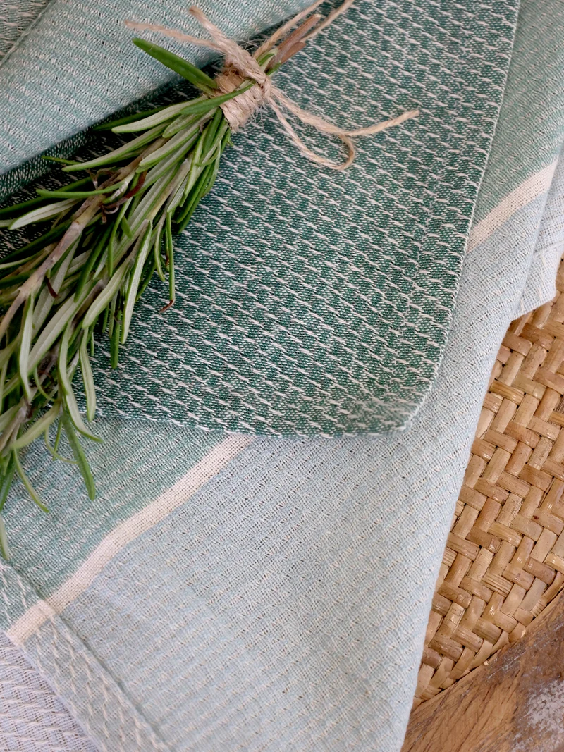 Chic Antique Aix Geschirrtuch mit Streifen Verte & Sky Blue