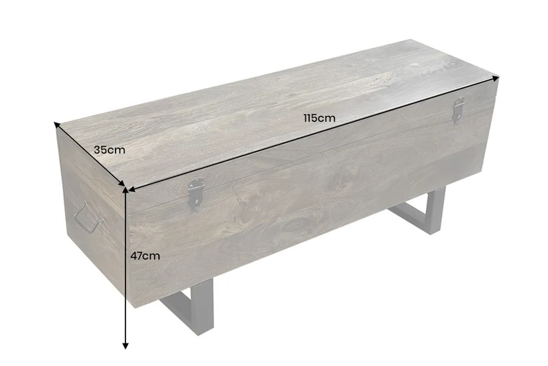 Industrial Couchtisch FABRICA 115cm braun Mangoholz Truhe
