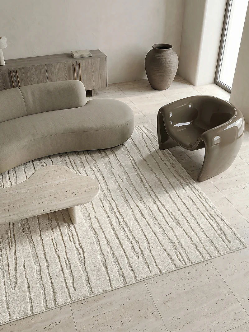 Kurzflor-Teppich organische Formen - Polypropylen-Polyester-Mix, 15 mm Gesamthöhe