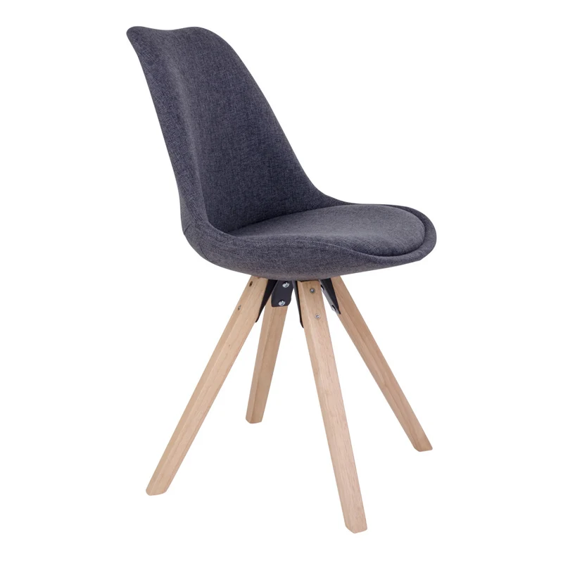 Design Stuhl SKAGEN (2er Set) dunkelgrauer Stoff + Holzbeine natural