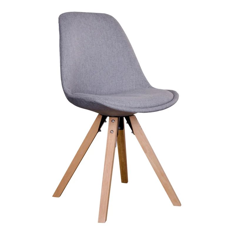 Design Stuhl SKAGEN (2er Set) hellgrauer Stoff + Holzbeine natural