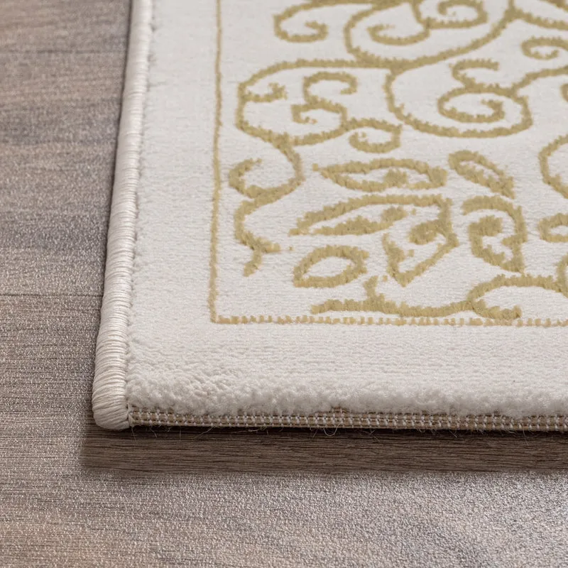 Kurzflor-Teppich Filigranes Orient-Medaillon - Polyester, 13 mm Gesamthöhe