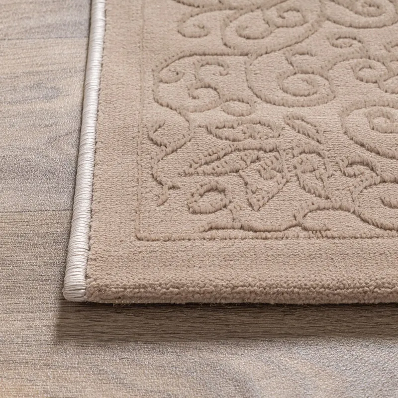 Kurzflor-Teppich Filigranes Orient-Medaillon - Polyester, 13 mm Gesamthöhe