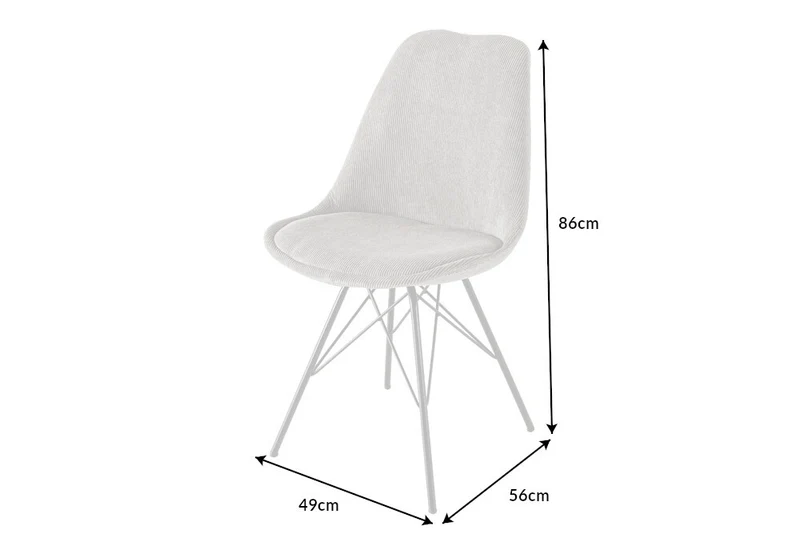 4er Set Design-Klassiker Stuhl NORWAY senfgelb Cord Metallgestell