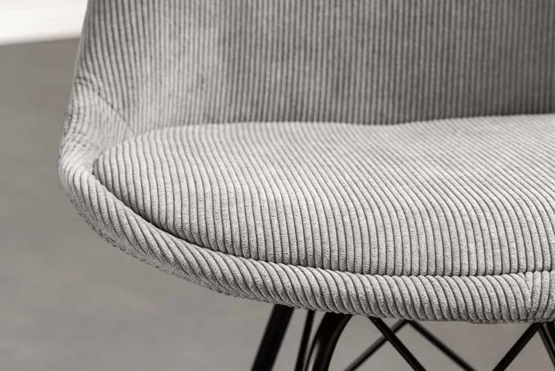 4er Set Design-Klassiker Stuhl NORWAY grau Cord Metallgestell
