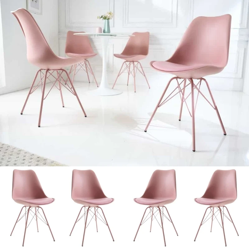 4er Set Design-Klassiker Stuhl NORWAY rosa