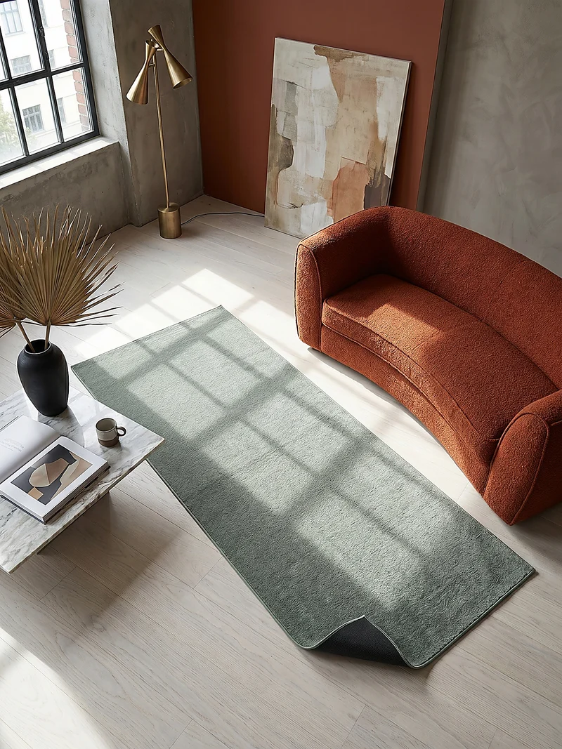 Kurzflor-Teppich Uni plüschig - Polyester, 14 mm Gesamthöhe