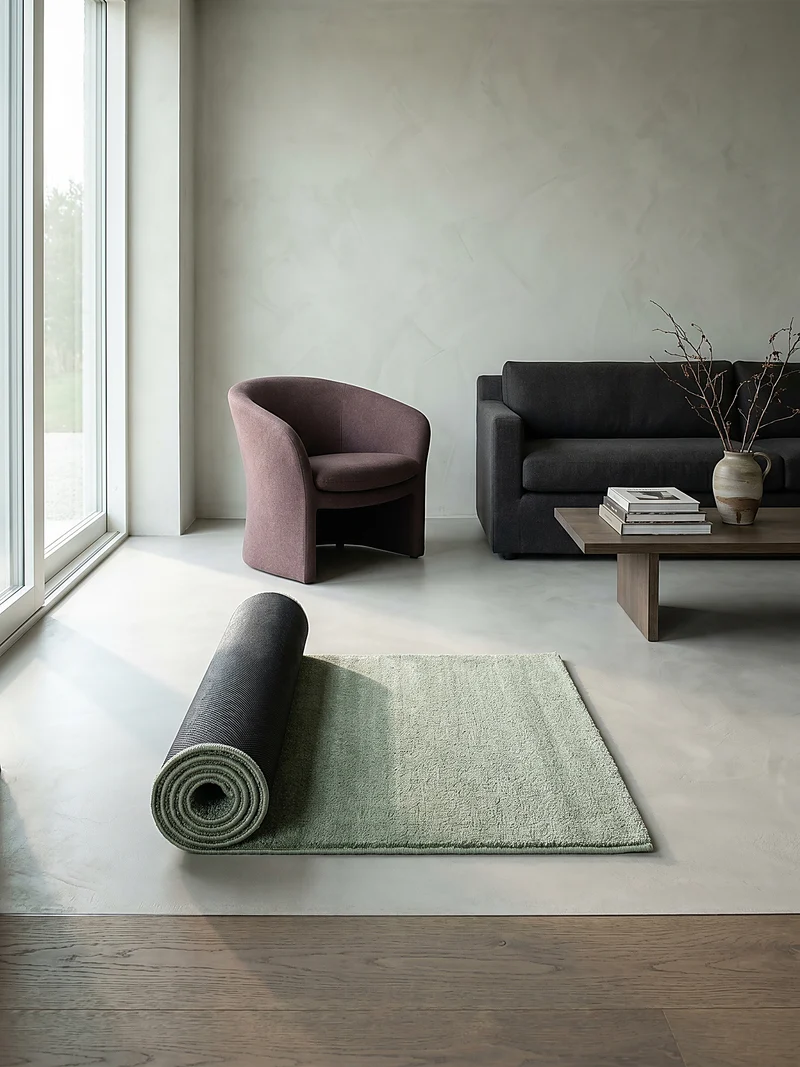 Kurzflor-Teppich Uni plüschig - Polyester, 14 mm Gesamthöhe